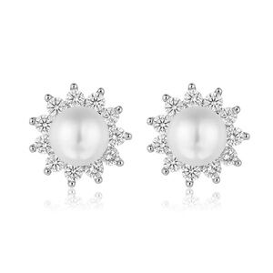 Elegant Silver Pearl Starburst Earrings